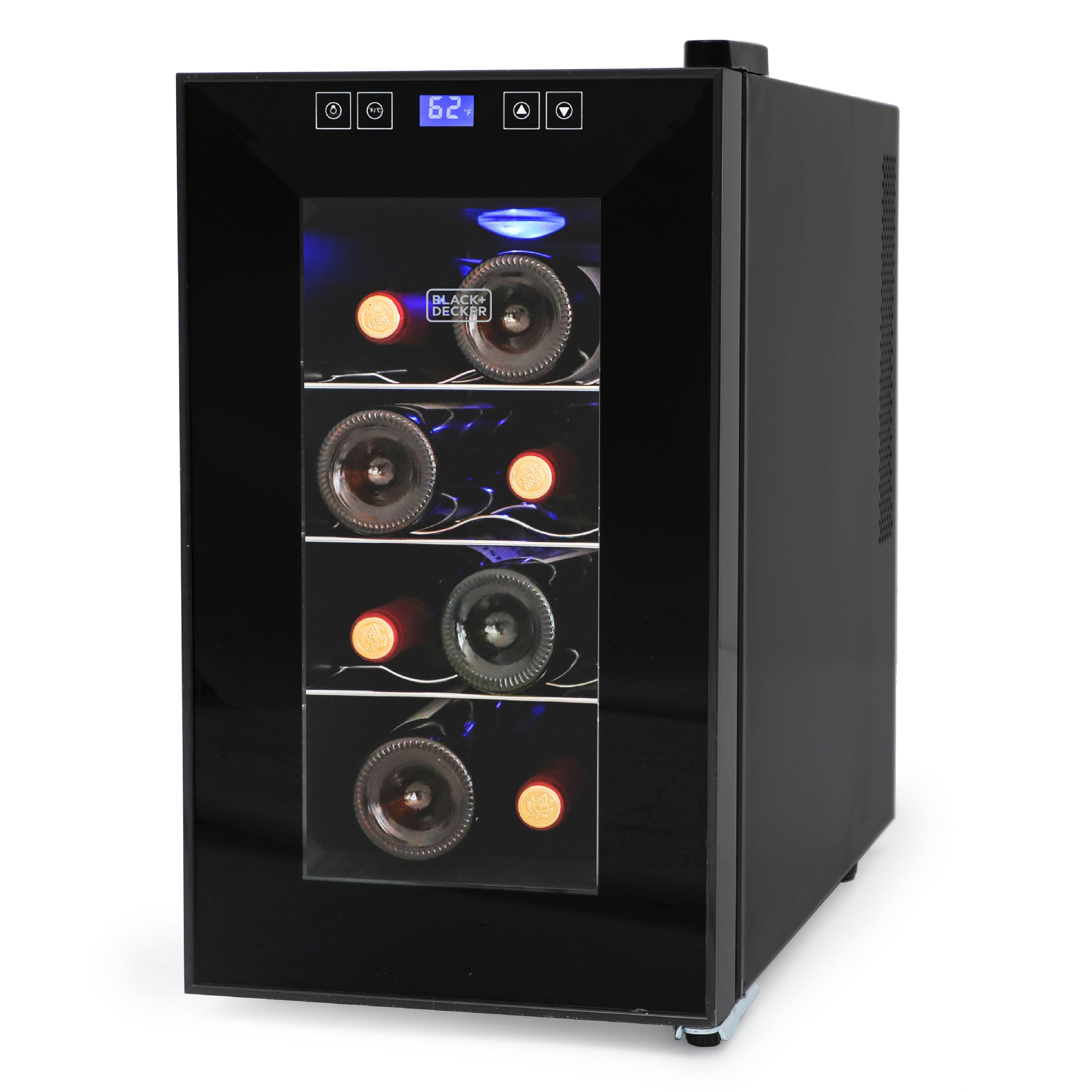 Black+Decker - 8-Bottle LED Display Single Zone Freestanding Wine Refrigerator - Black