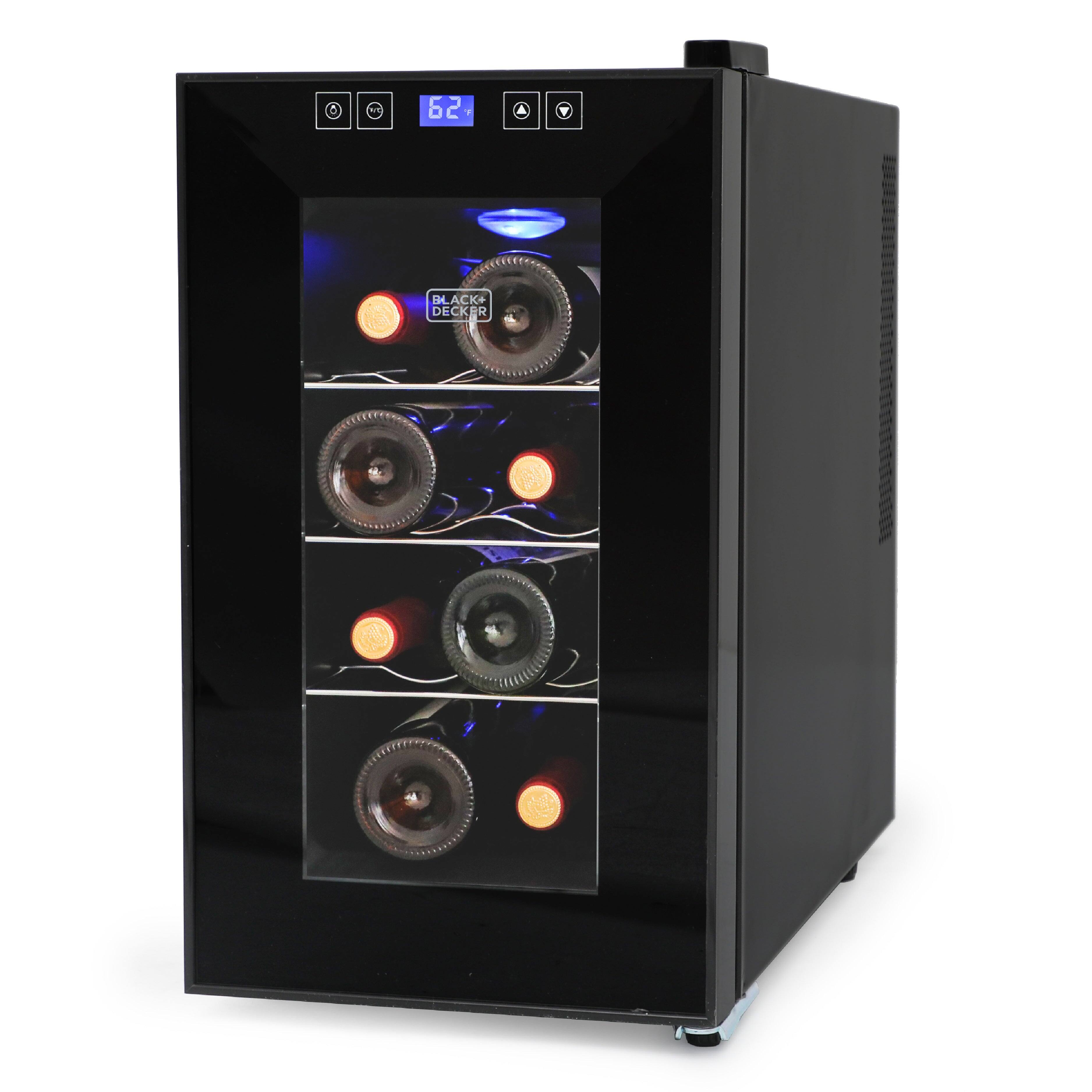 Black+Decker - 8-Bottle LED Display Single Zone Freestanding Wine Refrigerator - Black
