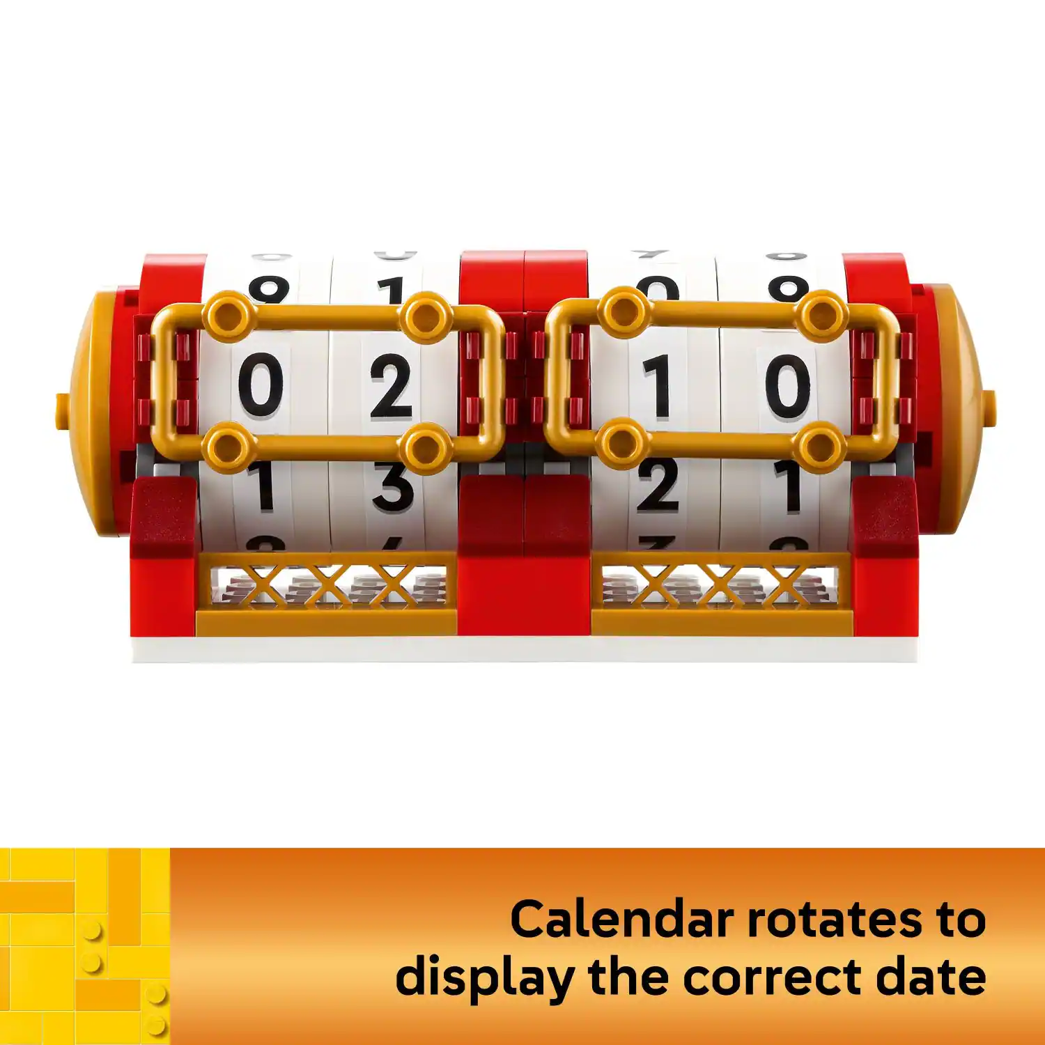 Calendar rotates to display the correct date.