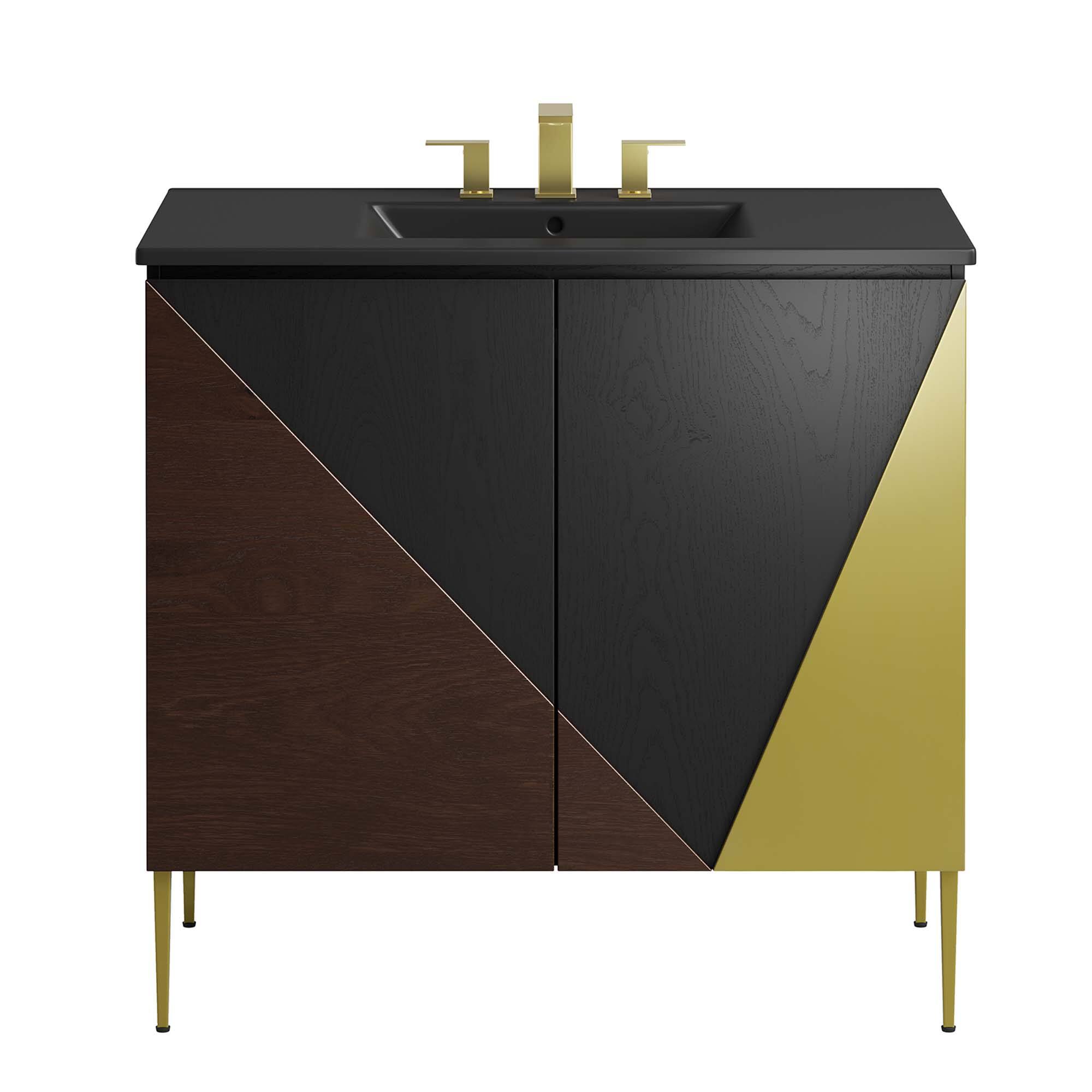 Alt View 4. Modway - Alchemist Bathroom Vanity Basin Included by Modway - Black Black.