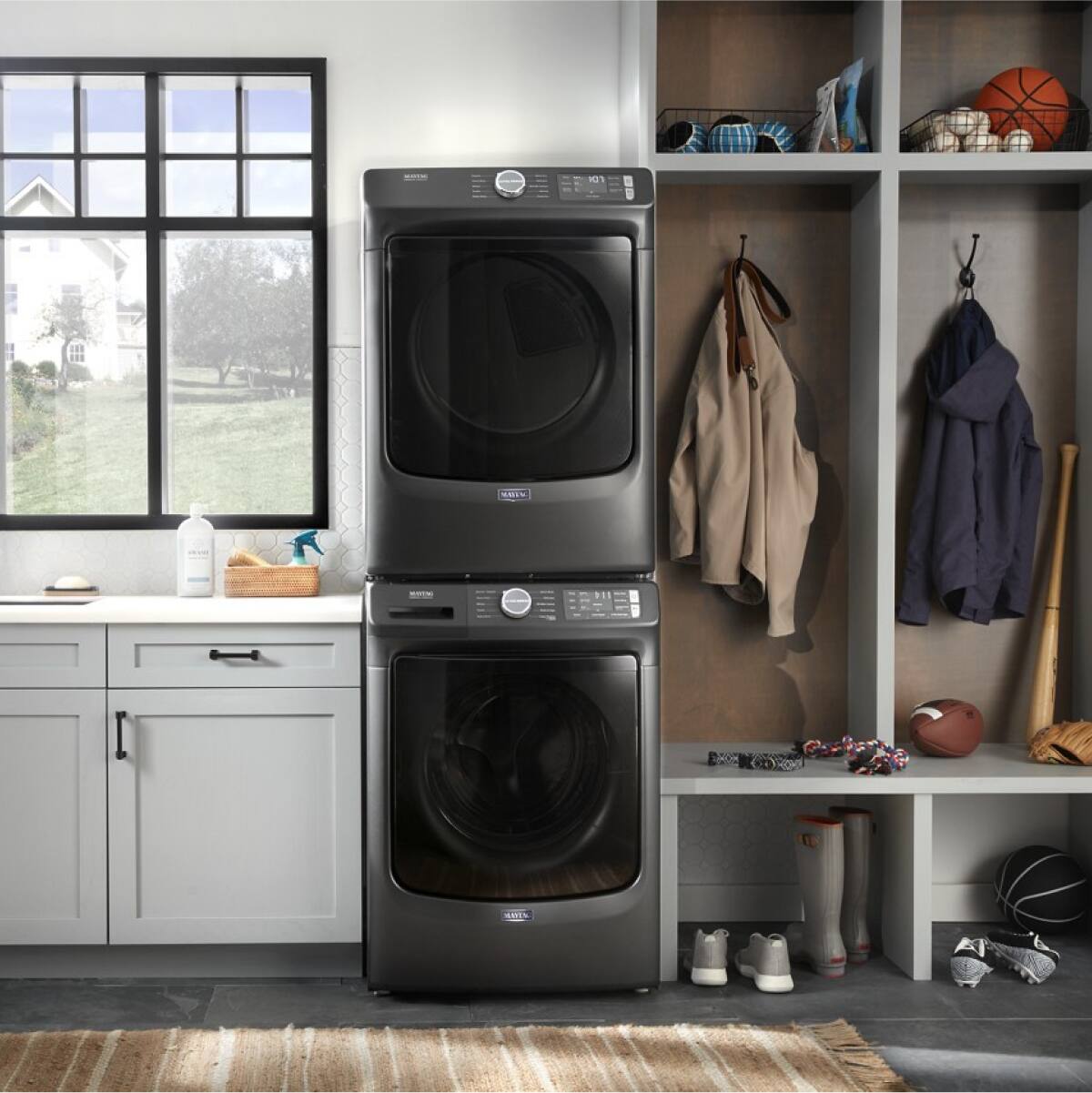 Alt View 7. Maytag - Maytag - 7.3 Cu. Ft. Stackable Electric Dryer with Extra Power Button - Volcano Black - Volcano Black.