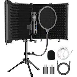 MOSZAR LLC - Studio Condenser Microphone with Isolation Shield & Pop Filter for Podcasting