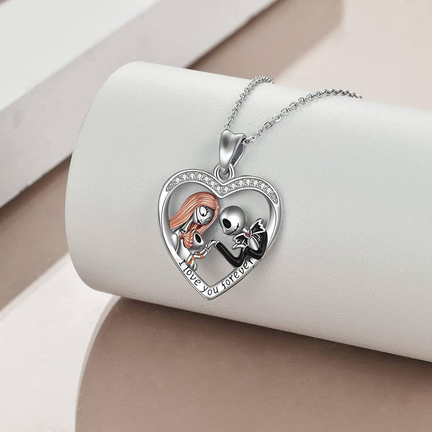 Nightmare Necklace Gifts Sterling Silver Jack Infinity Heart Family Pendant I Lo