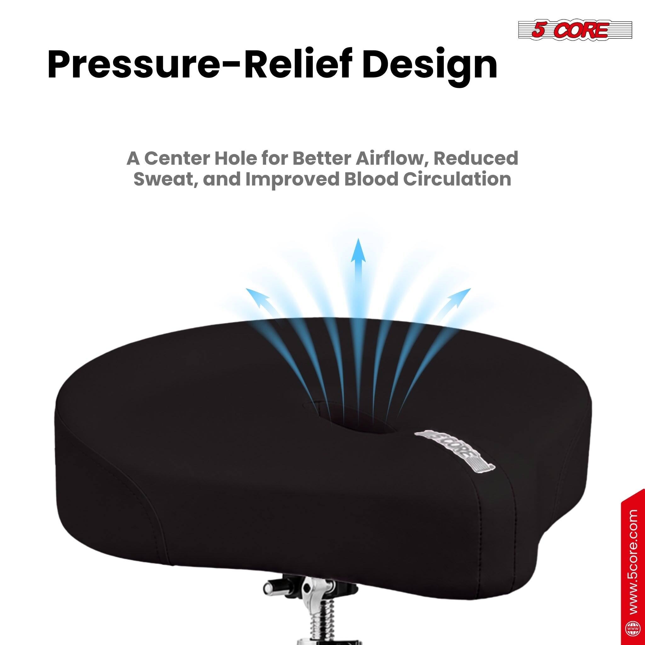 5 CORE Pressure-Relief Design  
A Center Hole for Better Airflow, Reduced Sweat, and Improved Blood Circulation  
ECORE  
www.5core.com
