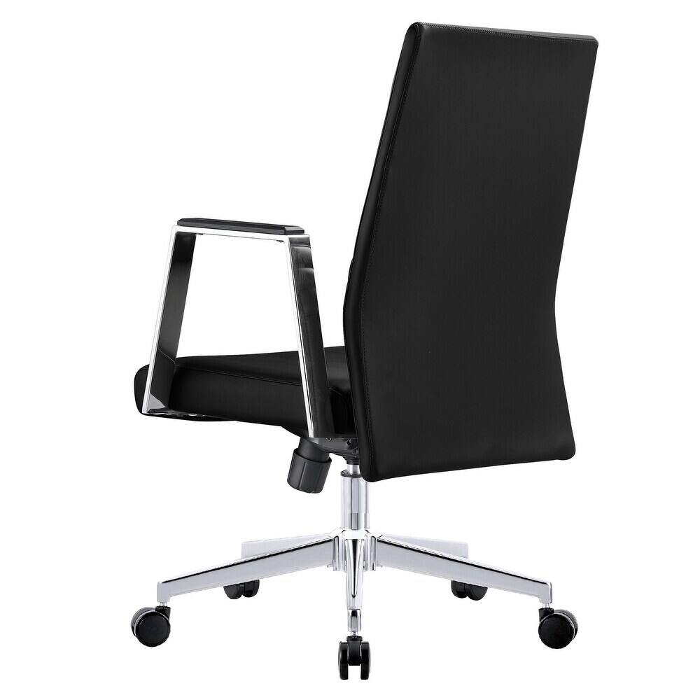 Alt View 5. LeisureMod - Aleen Office Chair in Upholstered Leather and Iron Frame with Swivel and Tilt Comfortable Desk Chair for Home Office - Black.
