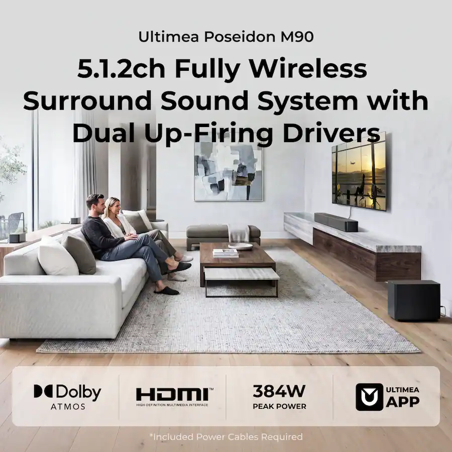 Tech Bar Definition Ultimea 5.1.2ch Fully Wireless Sound Bar with Dolby Atmos, Dual Up ...