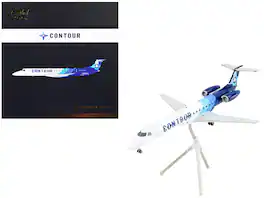 GeminiJets - Embraer ERJ-145 Commercial Aircraft Contour Airlines Gemini 200 Series 1/200 Diecast Model Airplane - White and Blue