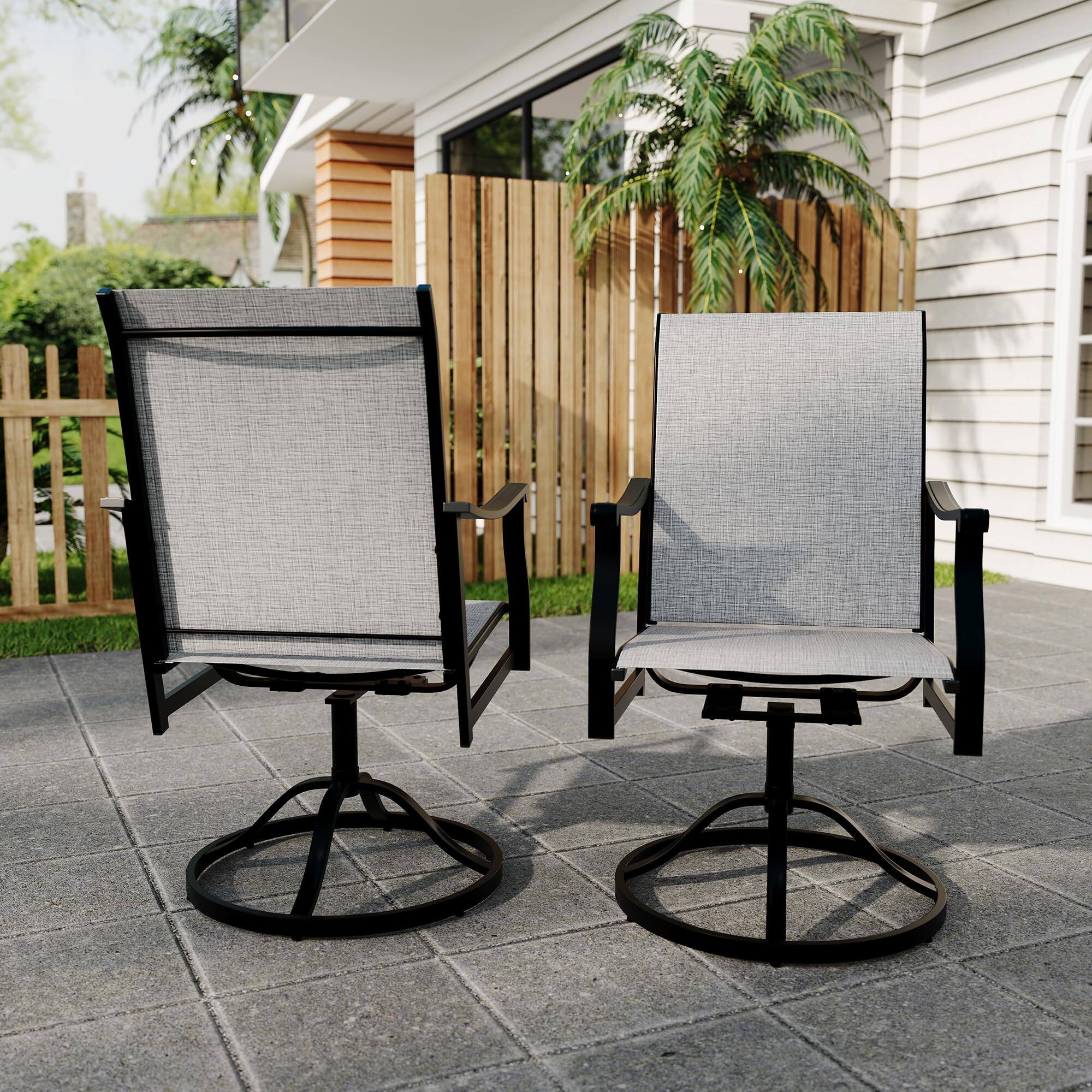 Alt View 4. Homhougo - Outdoor High Swivel Bar Stools Set of 2 - Dark grey.