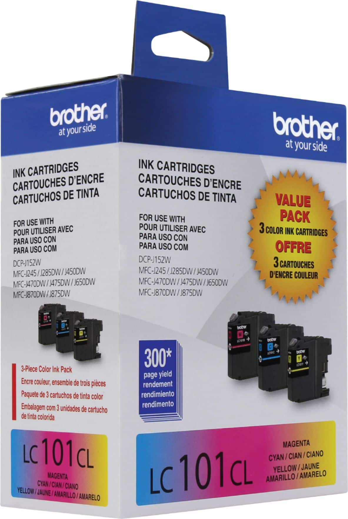 Brother - LC1013PKS Standard-Yield 3-Pack Ink Cartridges - Cyan/Magenta/Yellow - Front_Zoom