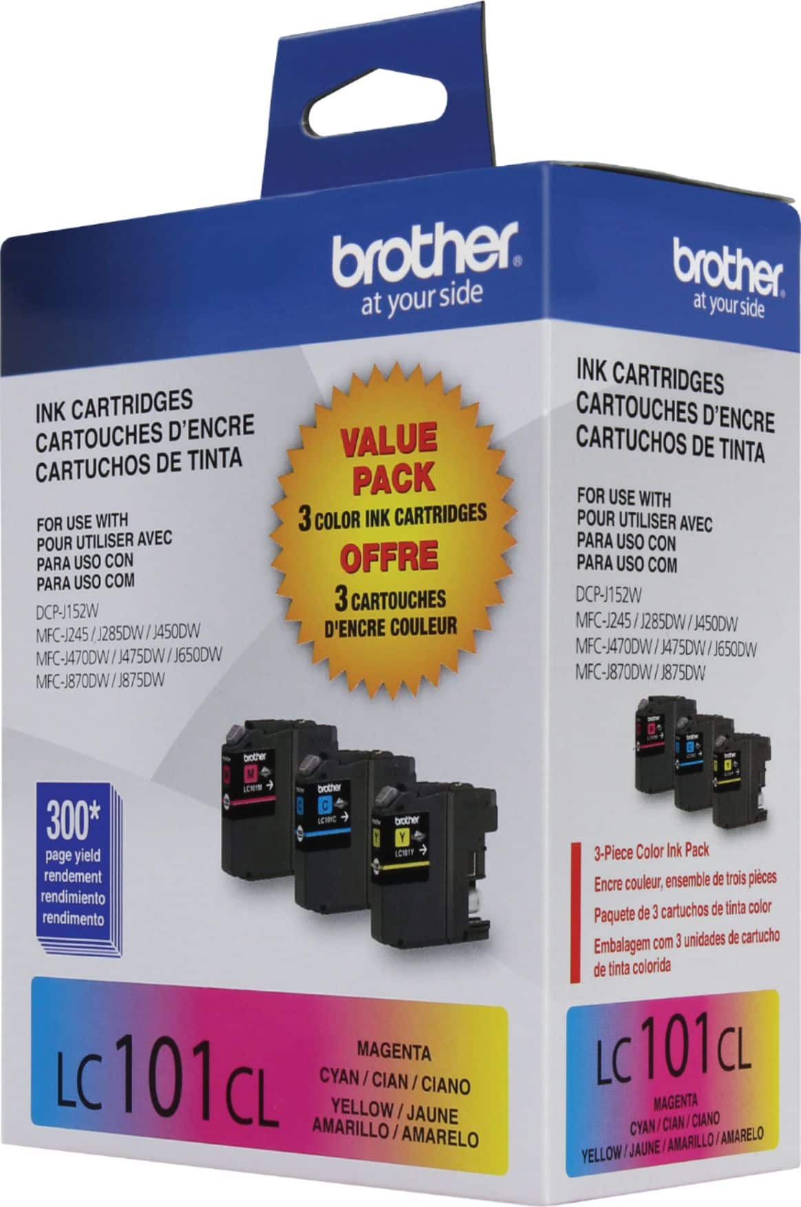 Alt View 1. Brother - LC1013PKS Standard-Yield 3-Pack Ink Cartridges - Cyan/Magenta/Yellow.