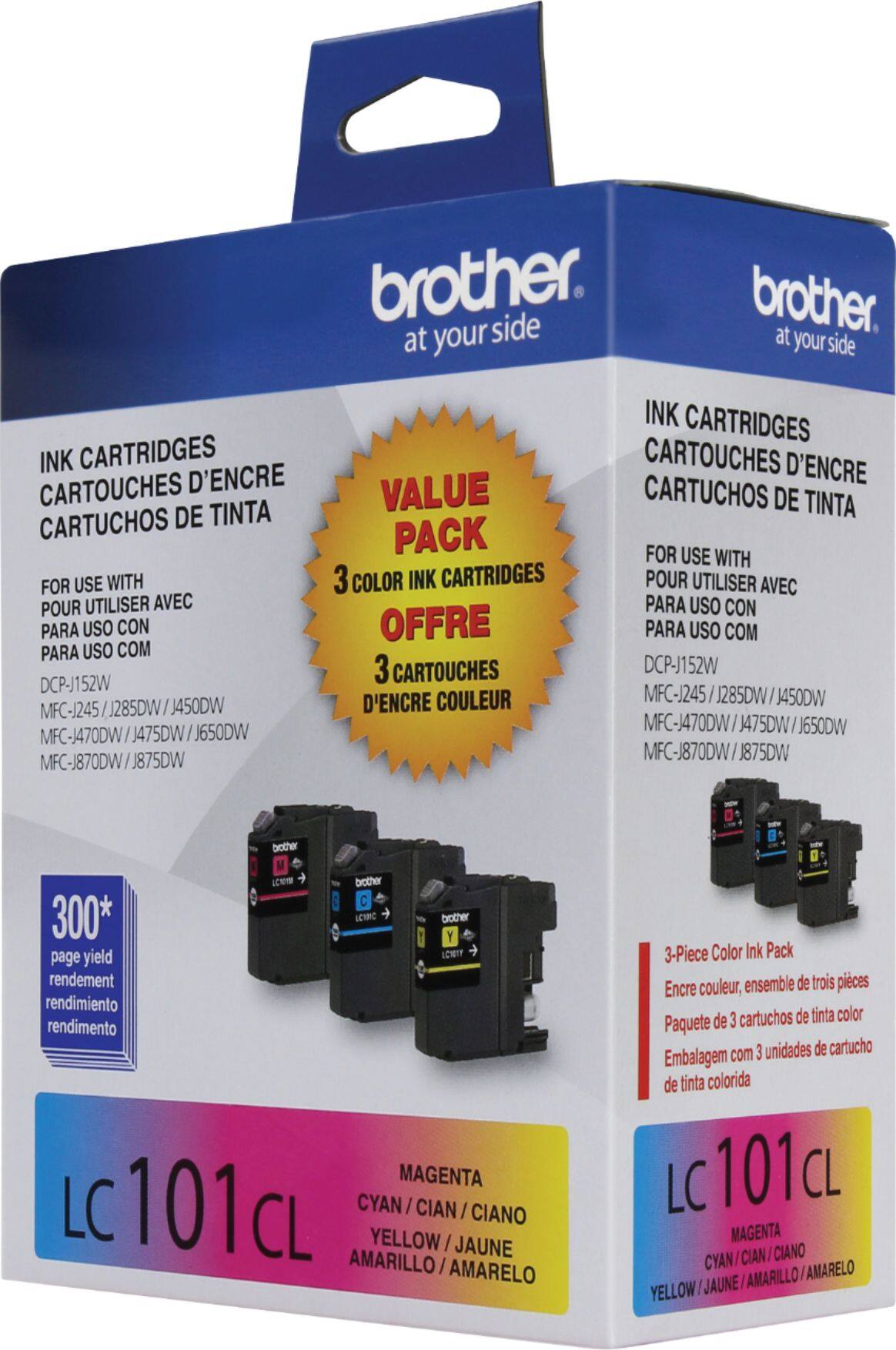 Alt View 1. Brother - LC1013PKS Standard-Yield 3-Pack Ink Cartridges - Cyan/Magenta/Yellow.