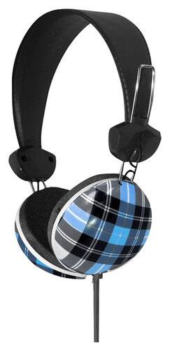Front Standard. HYPE - Plaid Over-the-Ear Stereo Headphones - Blue.