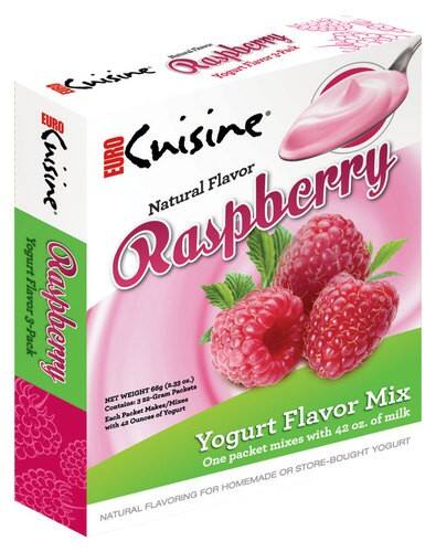 Front Standard. Euro Cuisine - Natural Flavor Raspberry Yogurt Mix Packets (3-Pack).