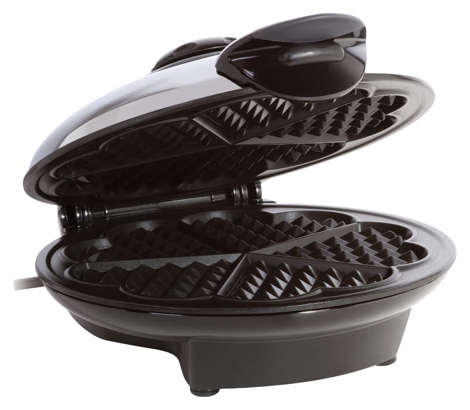Angle. Euro Cuisine - 8" Heart-Shape Waffle Maker - Black/Chrome.