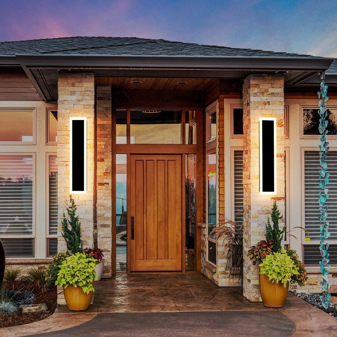 Alt View 4. Comfort Essence - pack n Modern Outdoor Wall Light Led Long Lighting Fixture Ip Waterproof Lamps Dimmable w m Sconce k k k S - 18 inch 2.