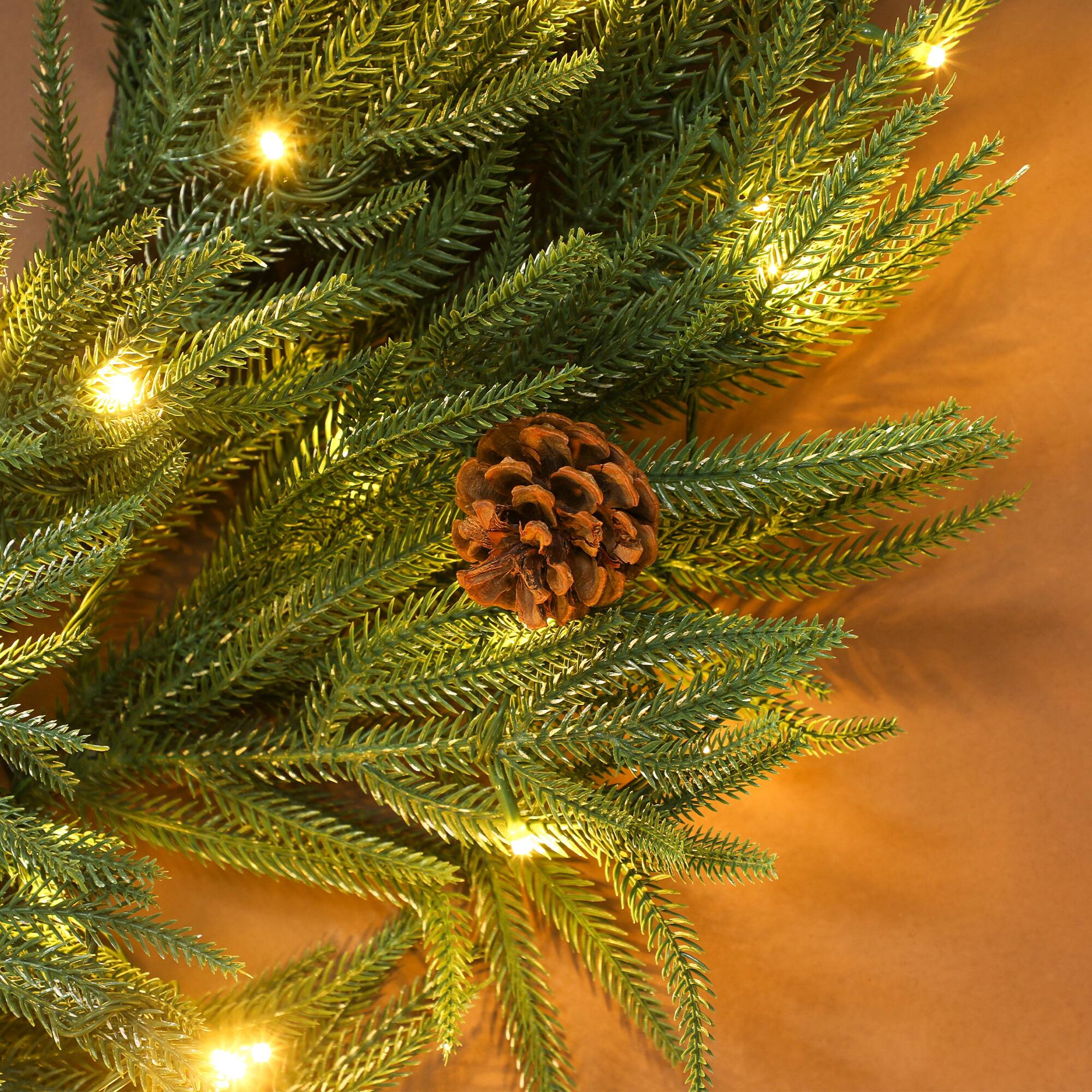 Alt View 8. Homcom - 36in Christmas Wreath for Front Door, 100 LEDs, Prelit with 8 Modes, Frosted Branches, Green - Green.