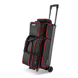 VEVOR - Bowling Ball Bag, 3 Ball Double Roller Bowling Bag with Wheels, Featuring a Separate Compartment for Shoes - Black;Red