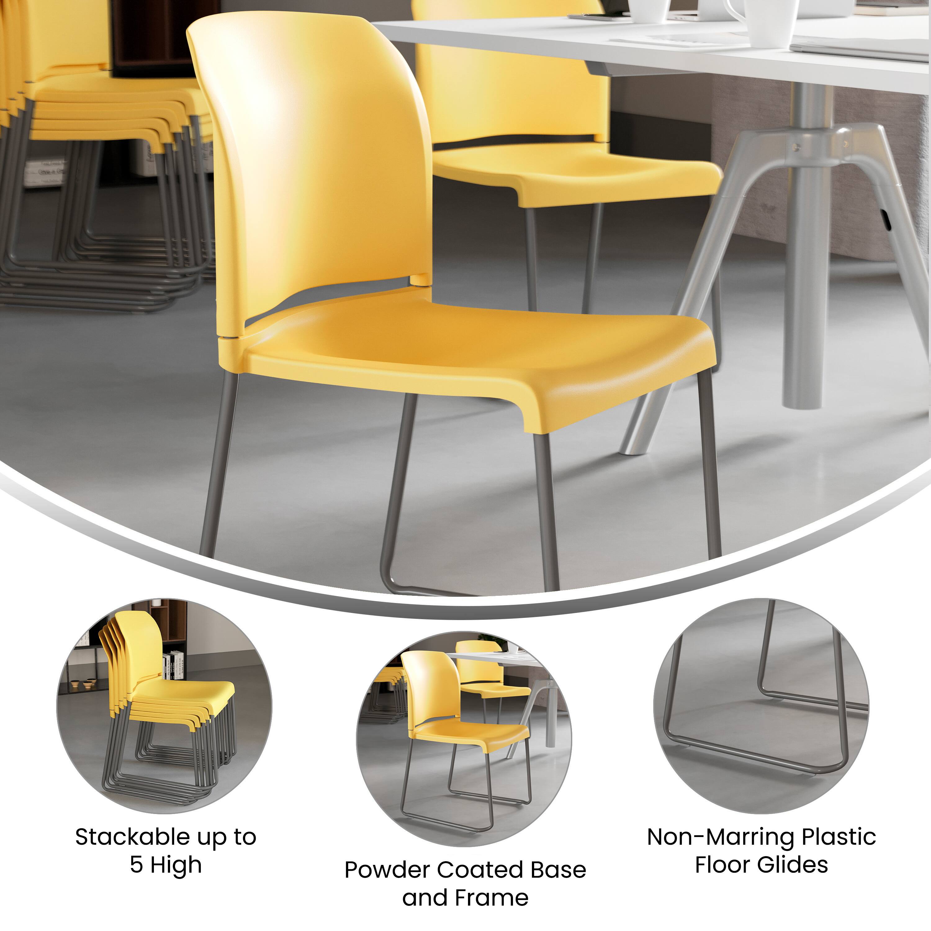 - Stackable up to 5 High
- Powder Coated Base and Frame
- Non-Marring Plastic Floor Glides
