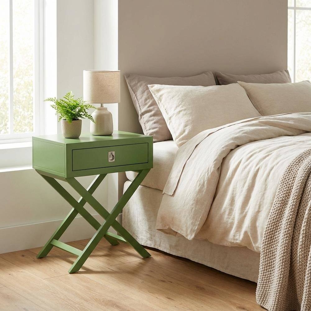 Alt View 1. FurniFact - Nightstand with Modern Design and Sturdy Construction - Brown.