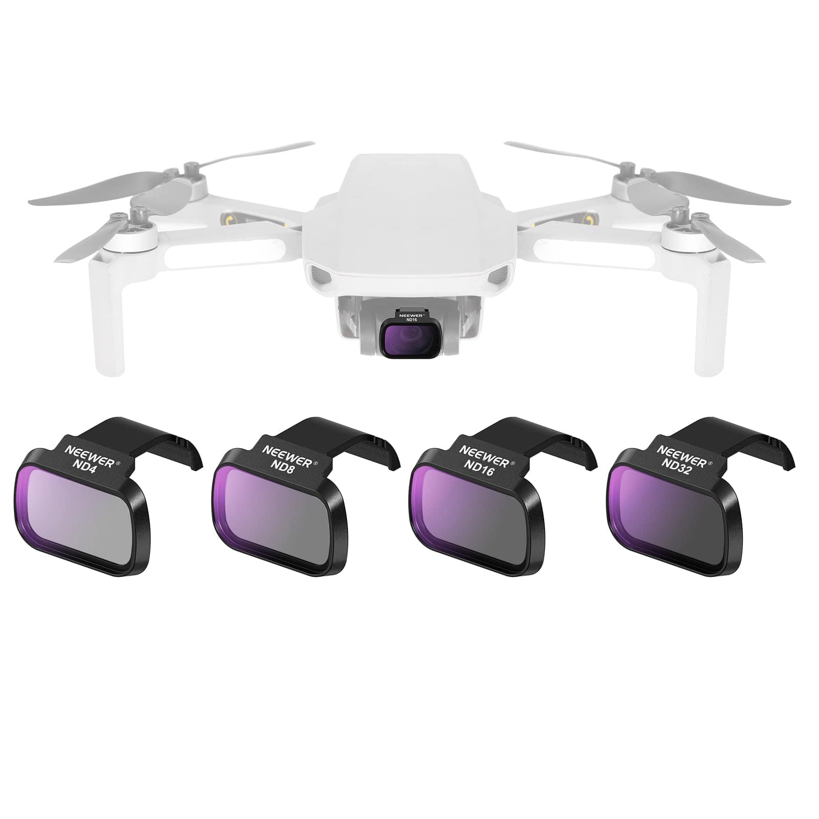 Neewer - 4-Pack Snap-On ND Filter Set for DJI Mini 4K/2 SE/SE/2/Mavic Mini, ND4/8/16/32, FL-B39