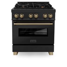 ZLINE - Autograph 30" Legacy Dual Fuel Range with Bronze Accents (RABZ-30-CB) - Black