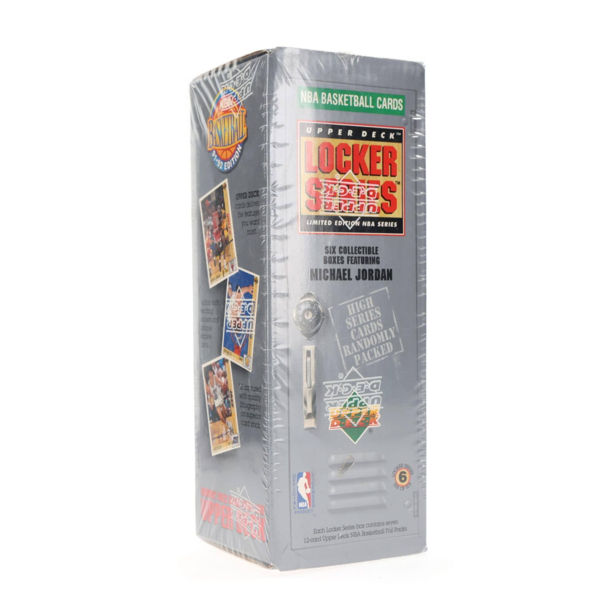 NBA Basketball Cards  
Upper Deck  
Locker Set  
Limited Edition NBA Series  
Six Collectible Boxes Featuring Michael Jordan  
Series Cards Randomly Packed  
Upper Deck  
NBA Basketball  
Each Locker Series box contains seven Upper Deck NBA Basketball Full Packs  
6