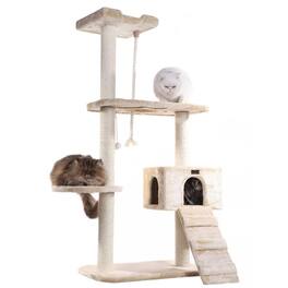 Armarkat - Natural Sisal Real Wood Scratching Cat Tree 58 Height - Beige