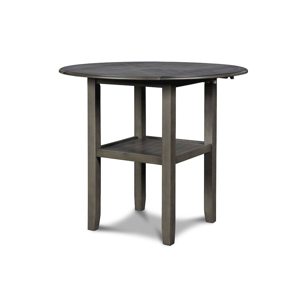 Back. New Classic Furniture - Gia 3-Piece 42" Wood Counter Drop Leaf Table Set - Grey.