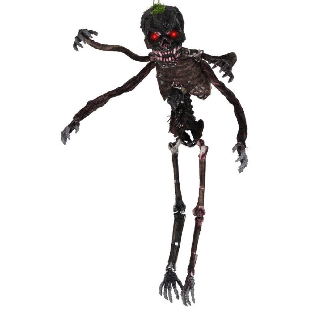 Boyel Living - Spooky 6ft Sound Activated Skeleton with Red Eyes and Moving Arms for Halloween - Black