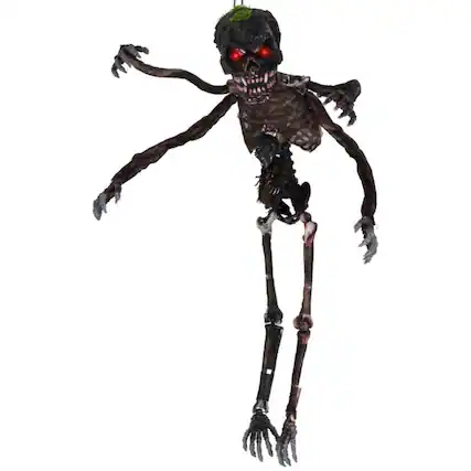 Front. Boyel Living - Spooky 6ft Sound Activated Skeleton with Red Eyes and Moving Arms for Halloween - Black.