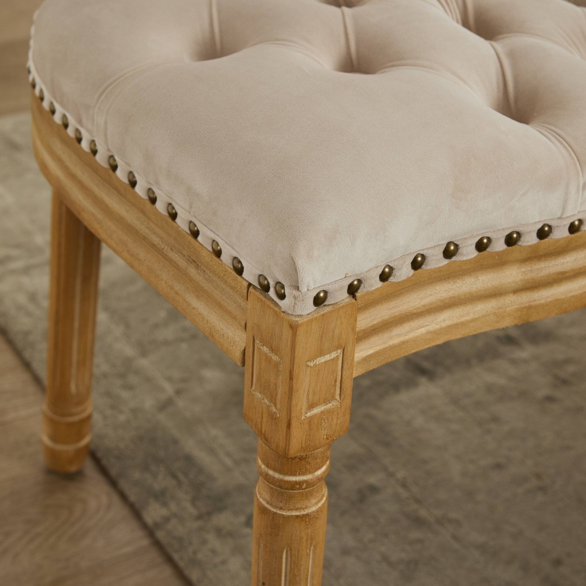 Alt View 9. GOODSILO - French Style Solid Wood Frame Antique Dining Chairs with Hand-Pulled Buckle Decoration and Nailhead Trim, Set of 2 - Beige.