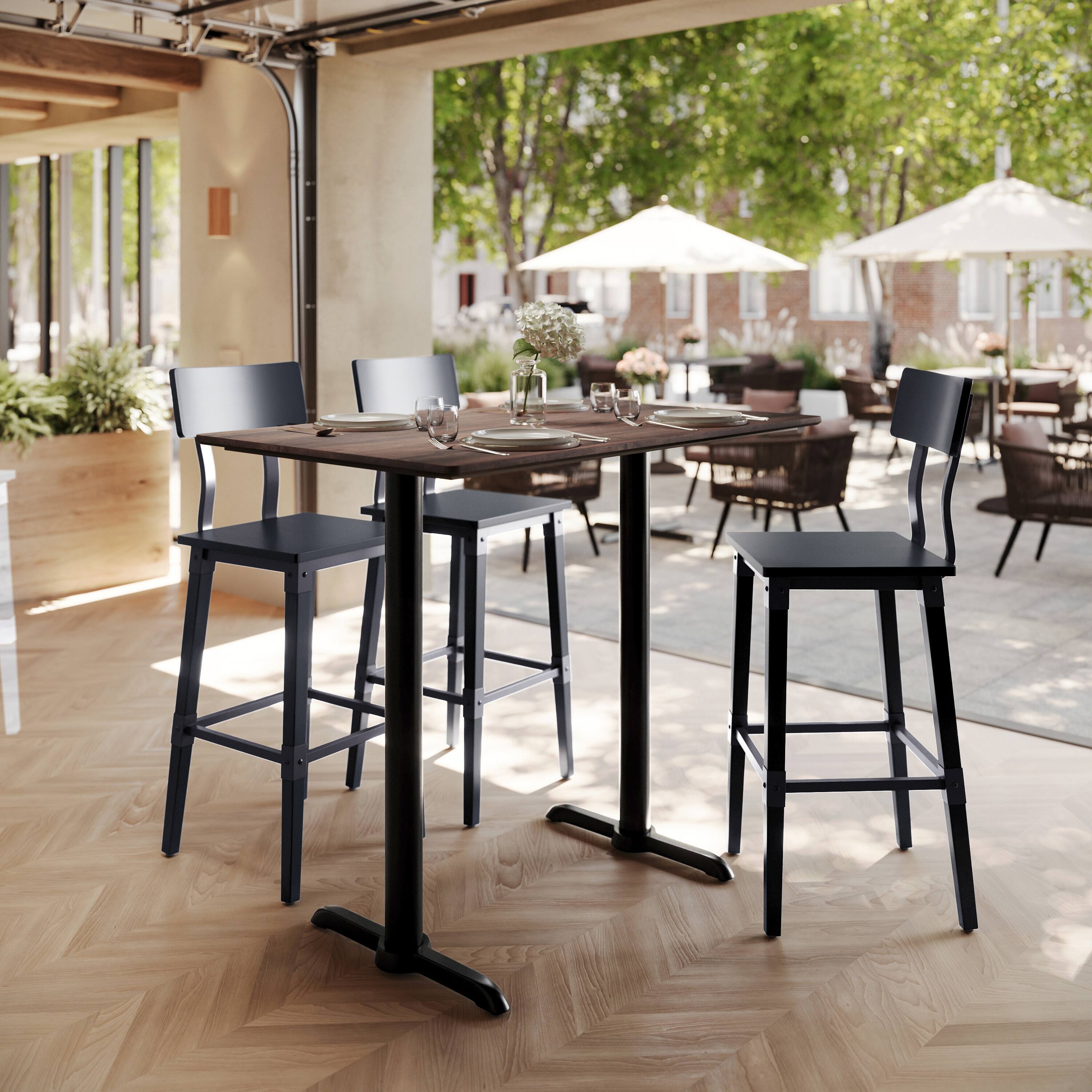 Alt View 1. Emma + Oliver - PureShield Tabletop with Seam-Free Surface Innovation and Bar Height Base - Dark Brown/Black Base.