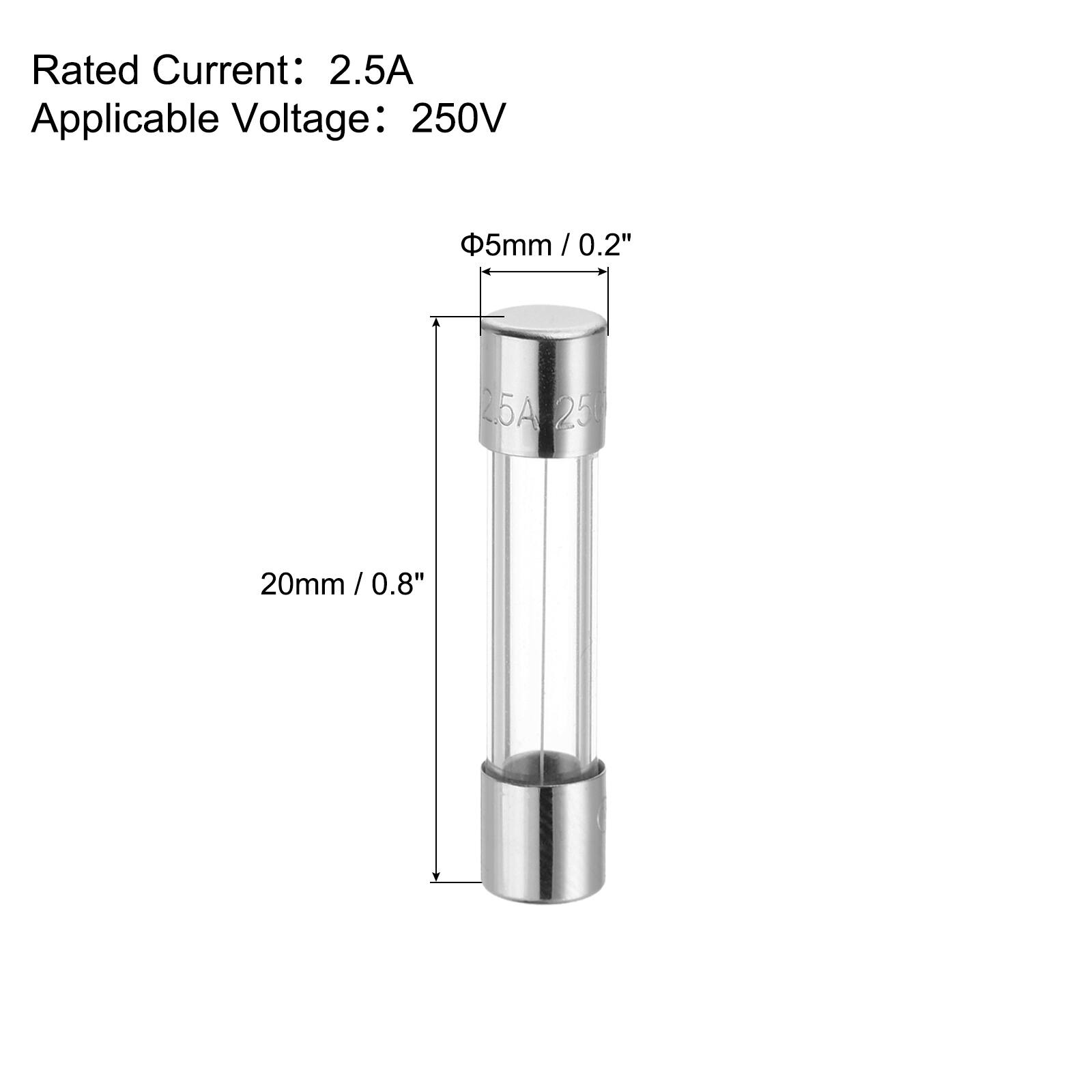 Rated Current: 2.5A  
Applicable Voltage: 250V  

Φ5mm / 0.2"  
20mm / 0.8"
