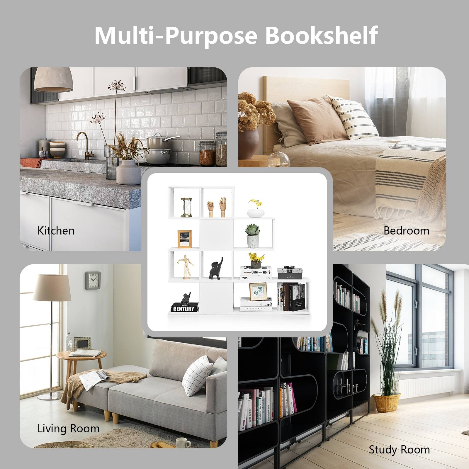 Multi-Purpose Bookshelf: Kitchen, Bedroom, Living Room, Study Room