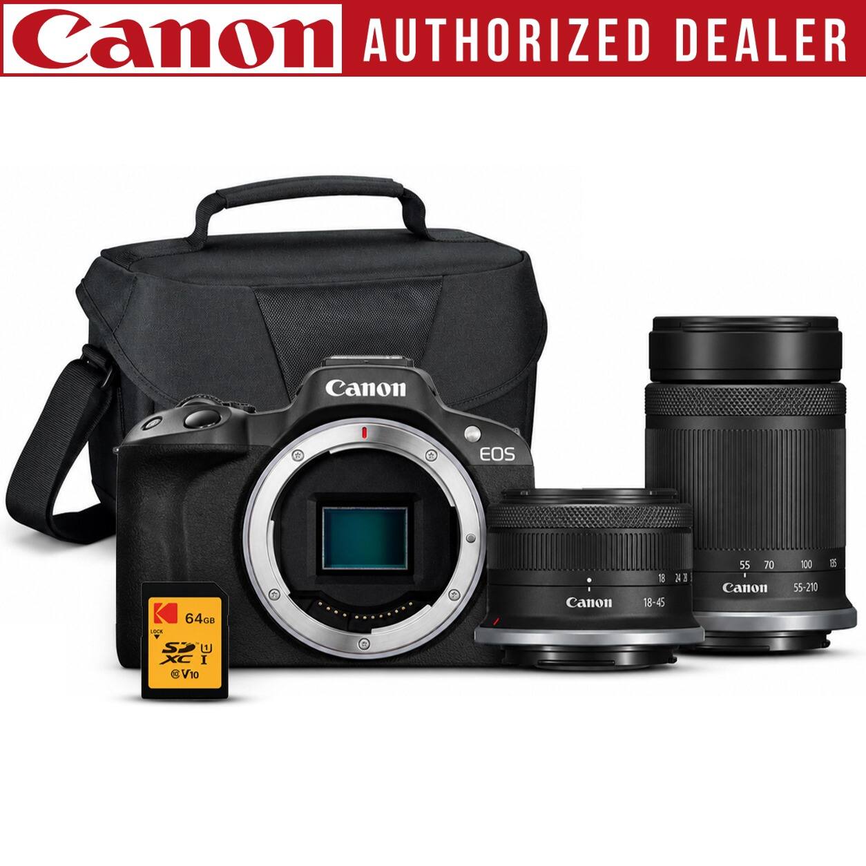 Canon AUTHORIZED DEALER

Canon
EOS

64GB SD U3 V10

Canon
18-45
55-210