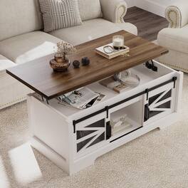 GARVEE - 47" Lift Top Coffee Table with Hidden Compartment and Storage Shelf, Multifunction Coffee Table, Large Compartment, Wood