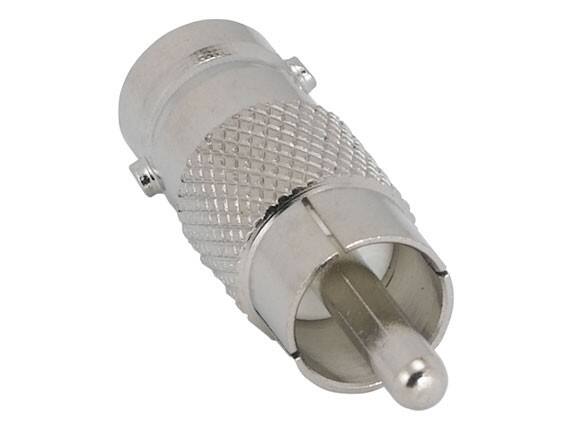 Angle. Cable Leader - BNC Female to RCA Male Adapter - Silver.