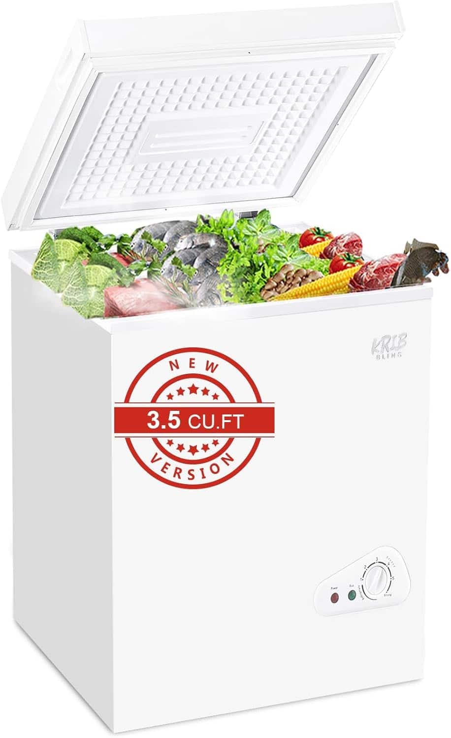 Chery Life - 3.5 Cu.Ft Mini Chest Freezer 7 Gears Temperature Control Compact Deep Freezer with Top Open Door - White