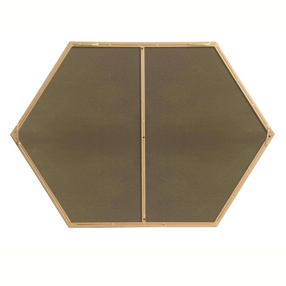 Angle. Elegant Decor - Metal frame hexagon mirror 24 inch in Brass - Brass.