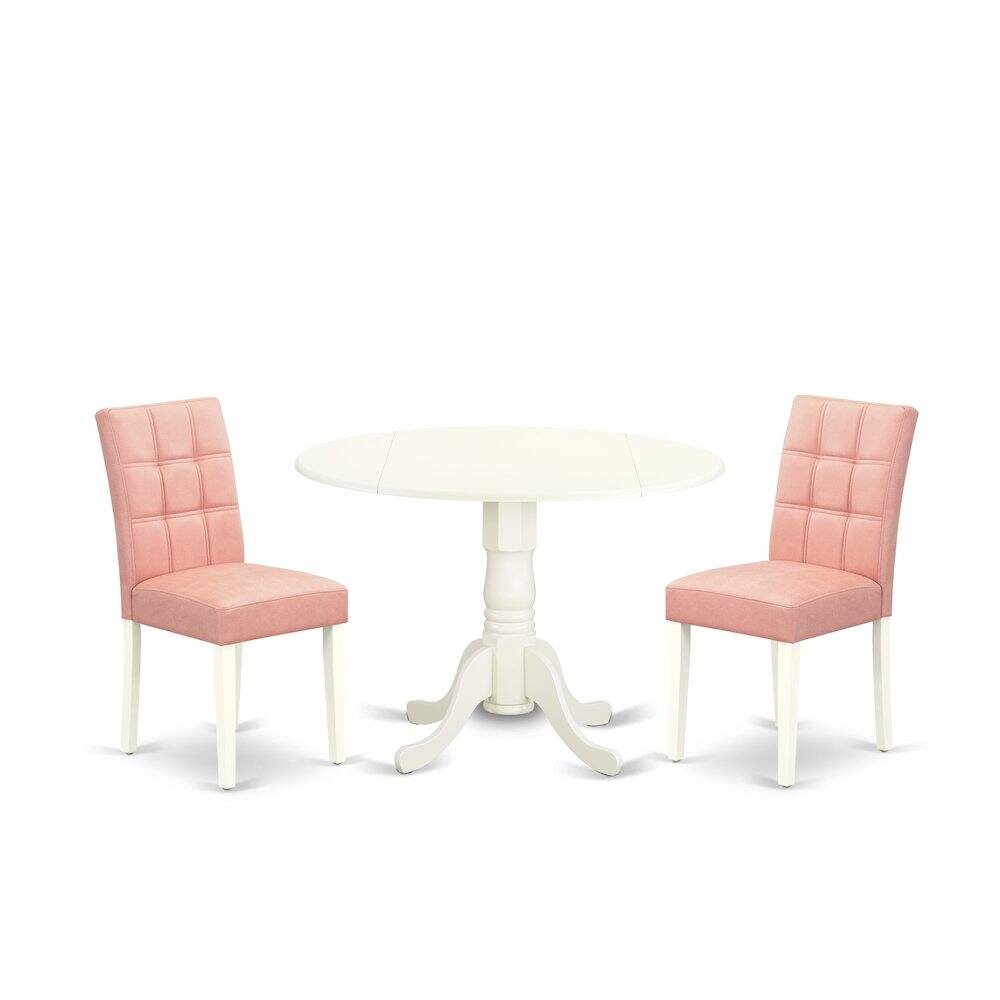 Front. East West Furniture - 3 Piece Dining Table Set consists A Dinner Table - White.