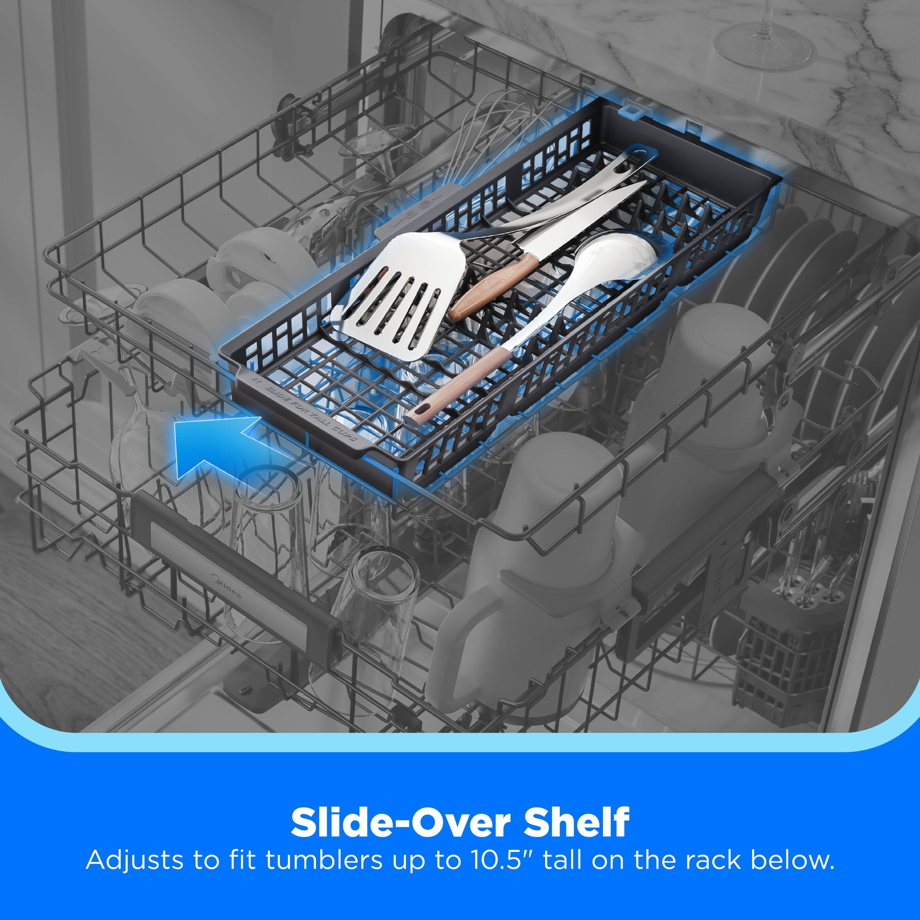 Slide-Over Shelf  
Adjusts to fit tumblers up to 10.5" tall on the rack below.