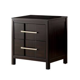 Vaczon - Transitional Solid Wood Nightstand with 2 Felt-Lined Drawers & Nickel Bar Pull - Espresso