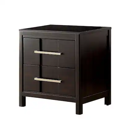 Front. Vaczon - Transitional Solid Wood Nightstand with 2 Felt-Lined Drawers & Nickel Bar Pull - Espresso.