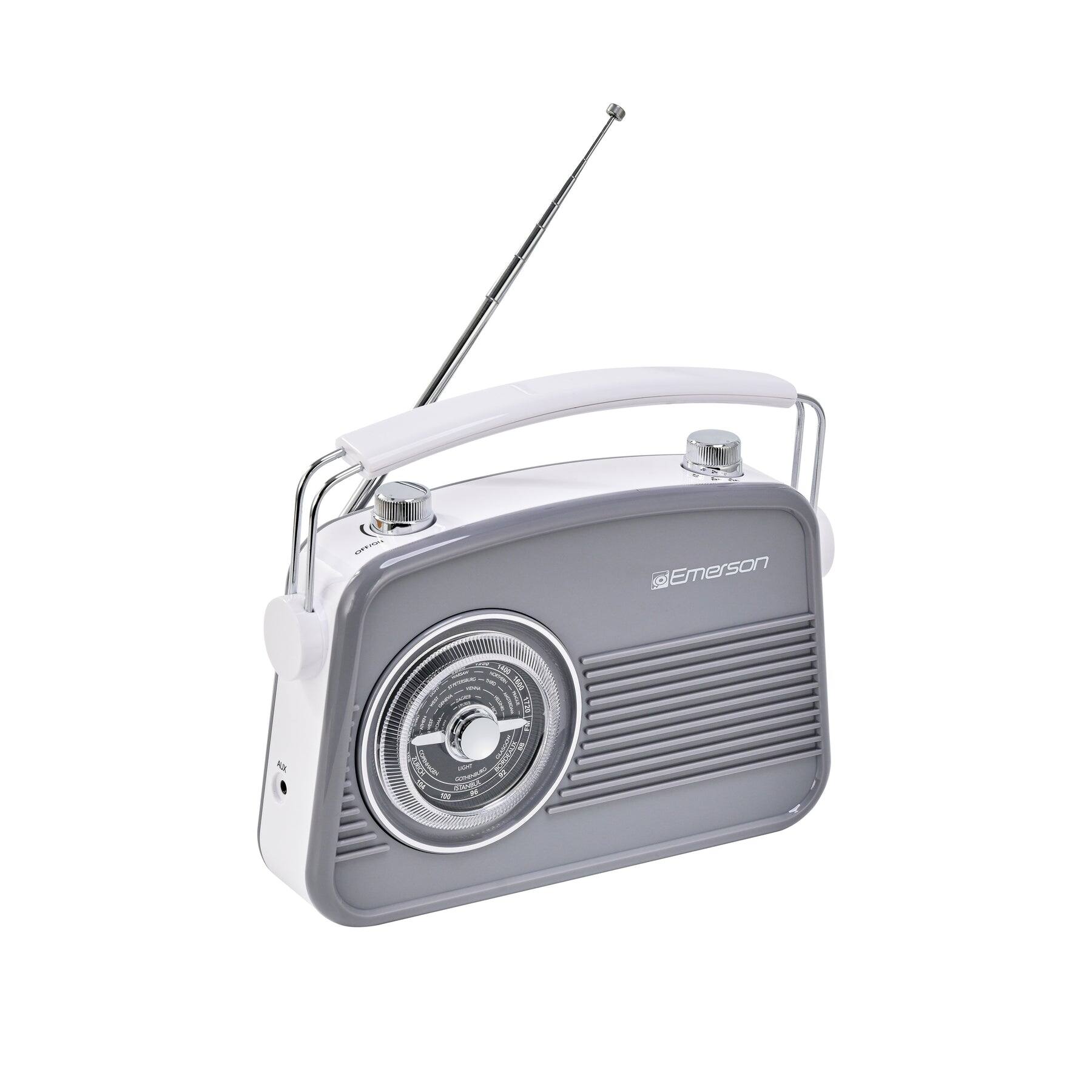 Angle. Emerson - Portable Bluetooth® Retro Radio with Built-in Rechargeable Battery.