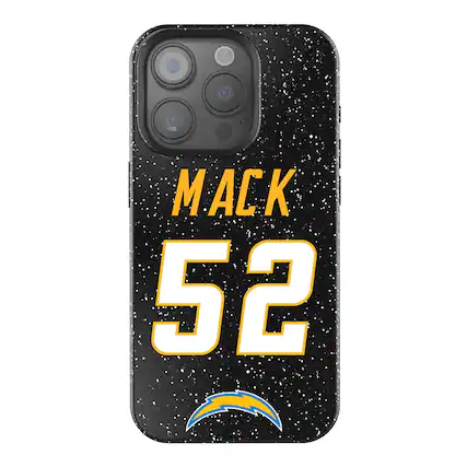 Front. Keyscaper - Khalil Mack Black Los Angeles Chargers Bling iPhone Case - 15 - Black.