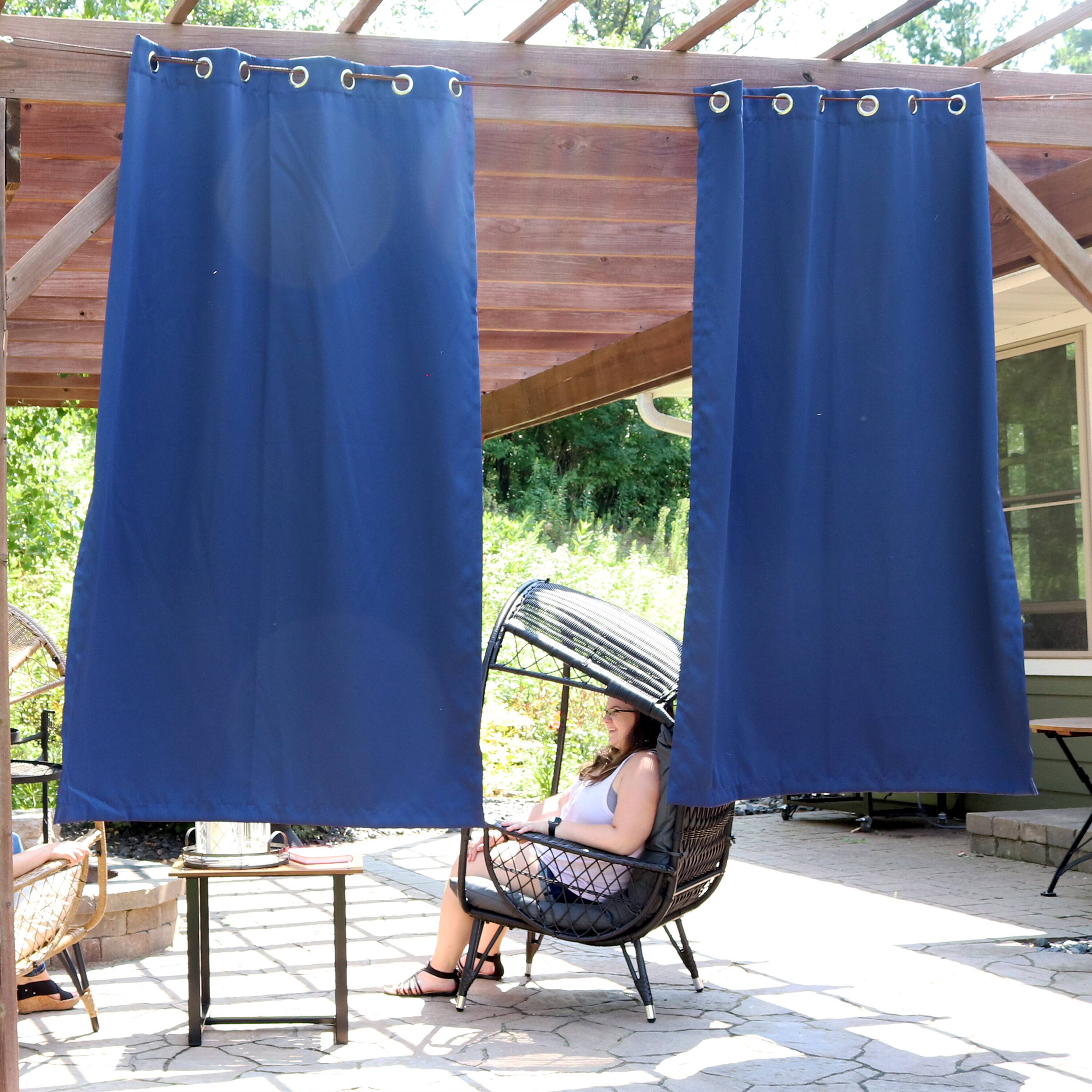 Alt View 5. Sunnydaze - Outdoor Blackout Curtain Panel - 52 in x 84 in - Set of 2 - Blue.