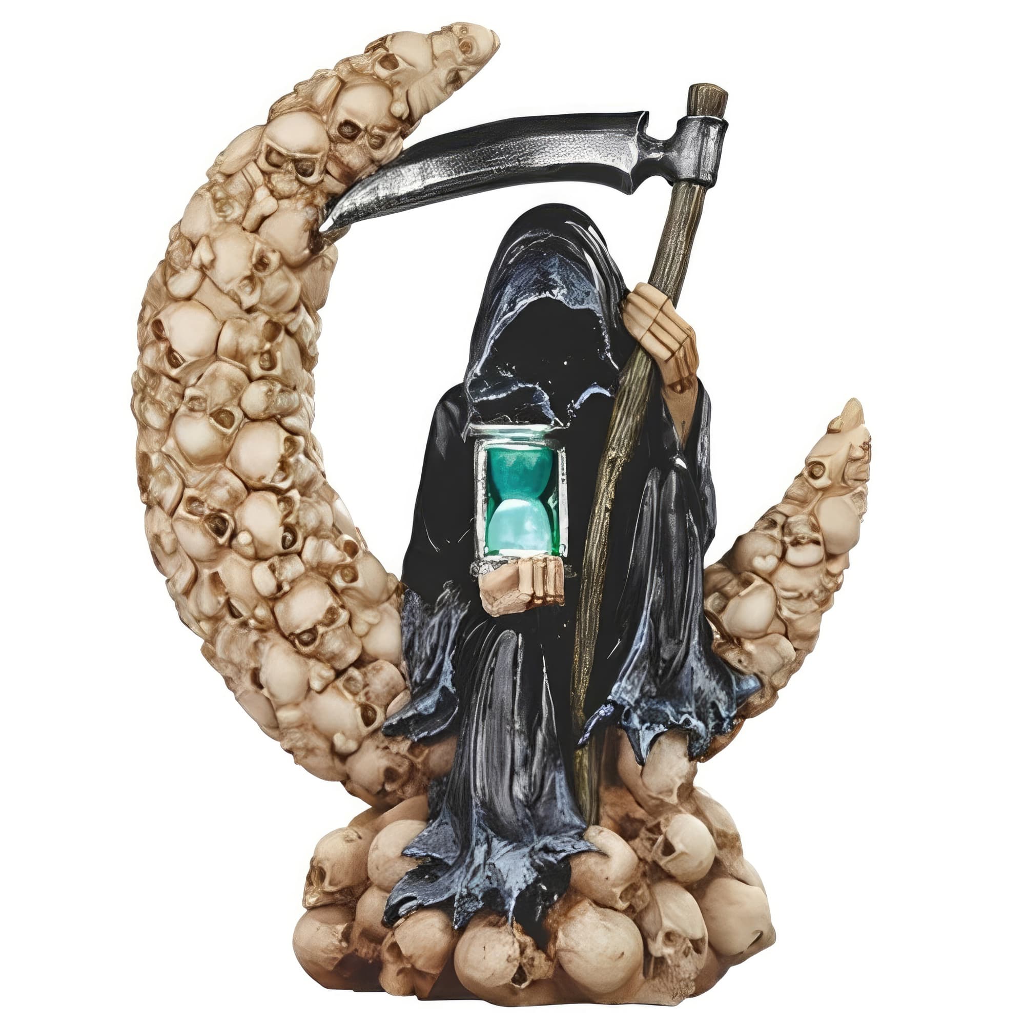 FC Design - 8.5"H LED Santa Muerte on Moon Figurine Computer Desk Tabletop Decoration - Multi-Color