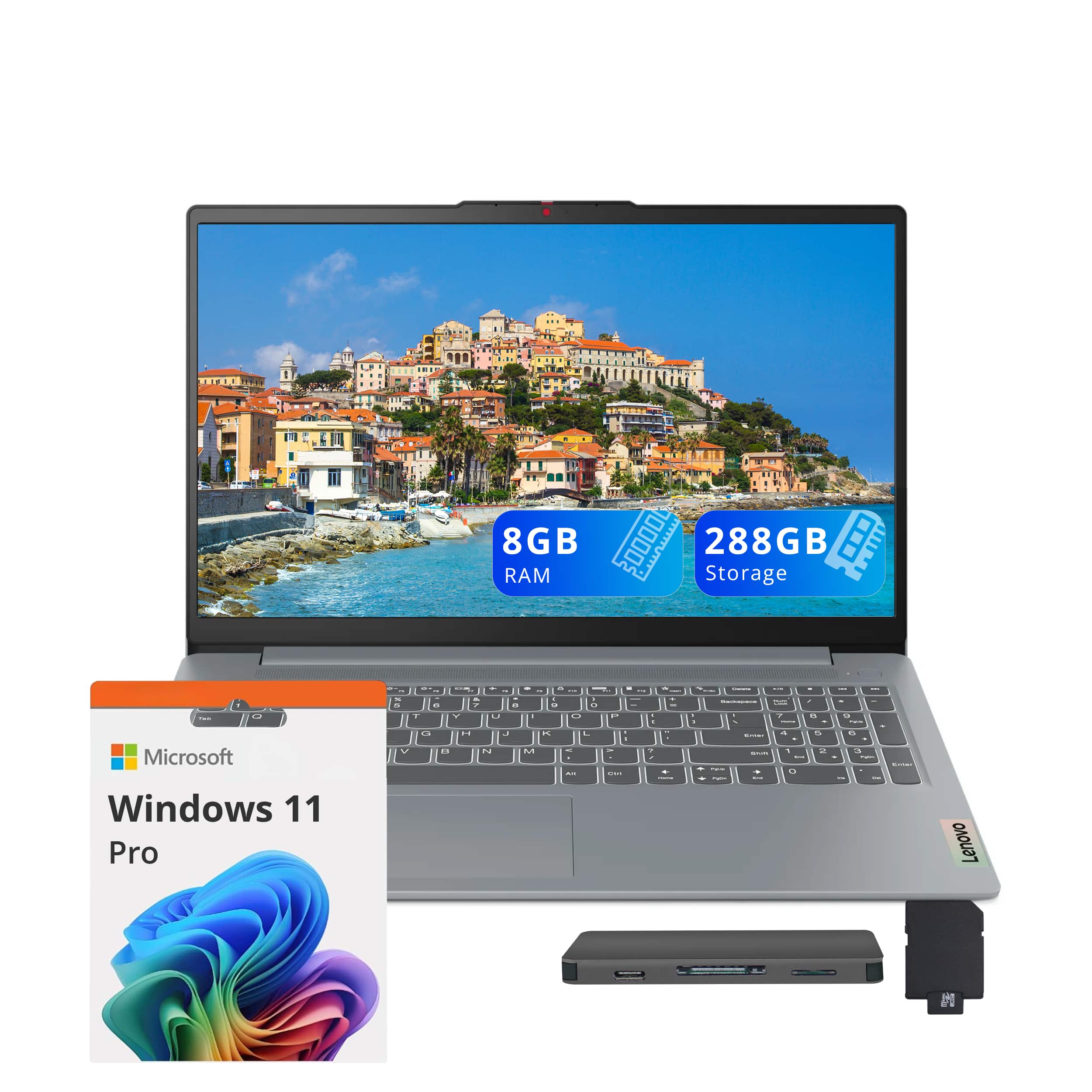 Lenovo - IdeaPad Slim 3i 15.6" FHD Laptop,Intel Core i3-N305,8GB RAM,128GB UFS+128GB Dock Set,UHD Graphics,Win 11 Pro - Gray