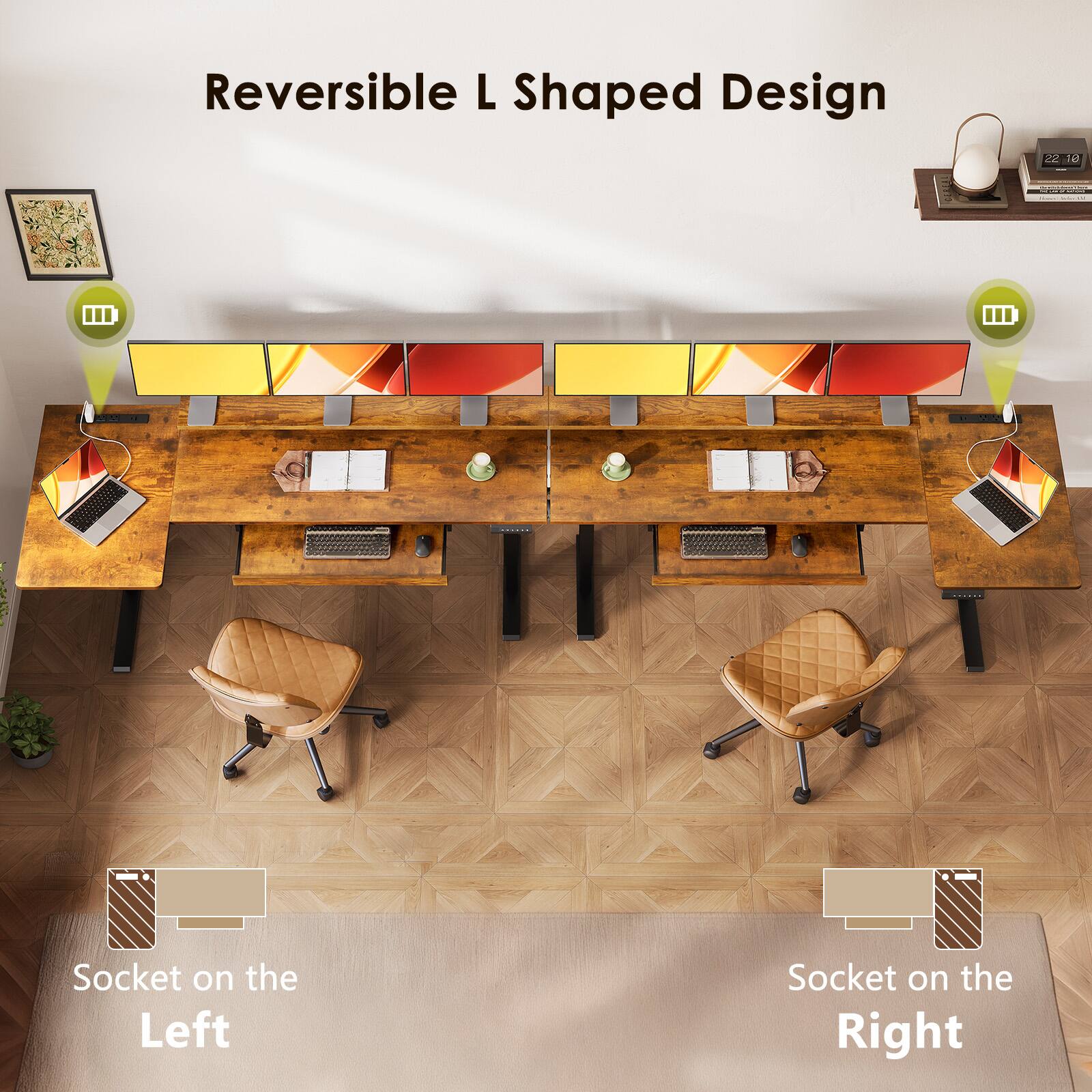Reversible L Shaped Design

Socket on the Left

Socket on the Right