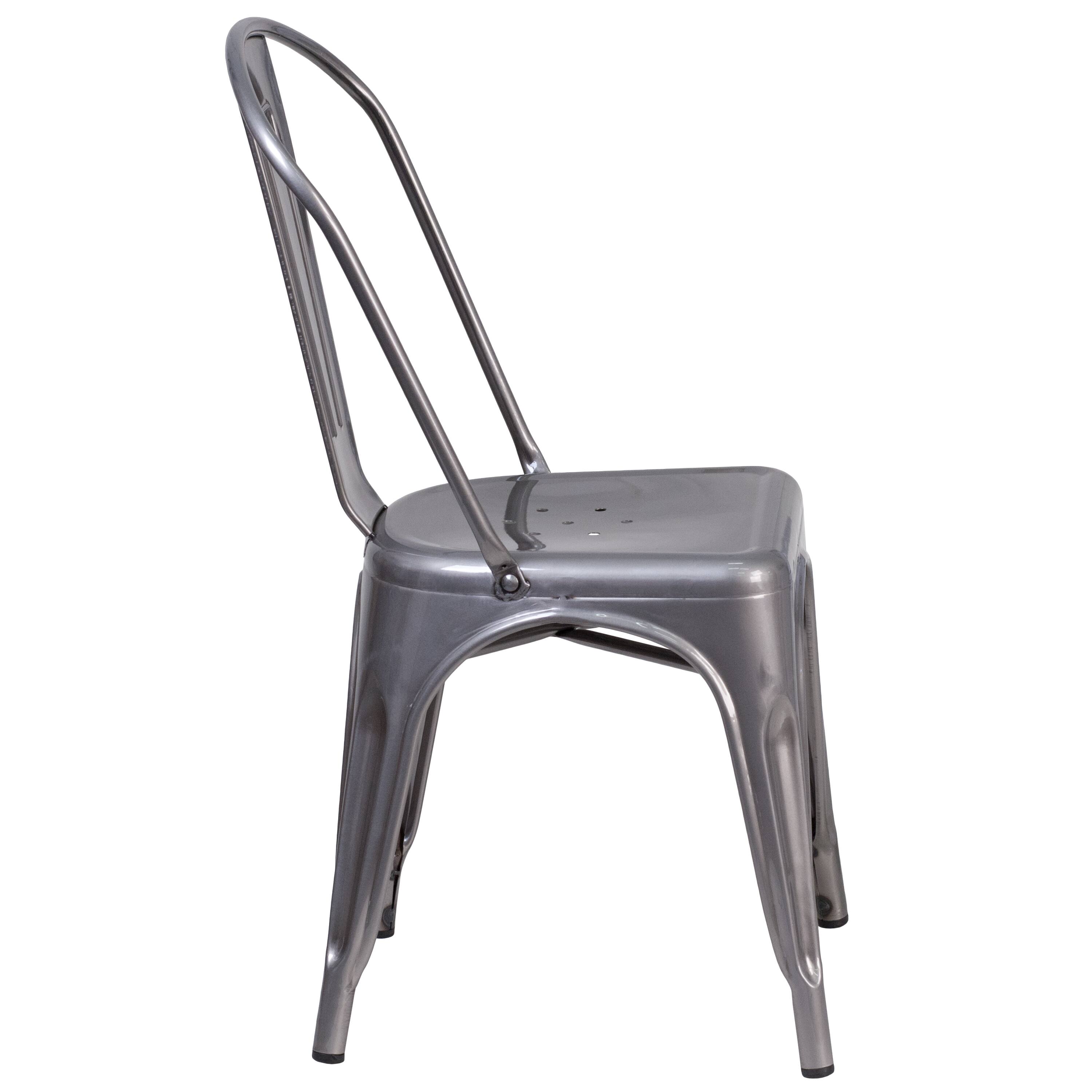 Alt View 5. Emma + Oliver - 4 Pack Metal Indoor Stackable Chair - Clear Coated.